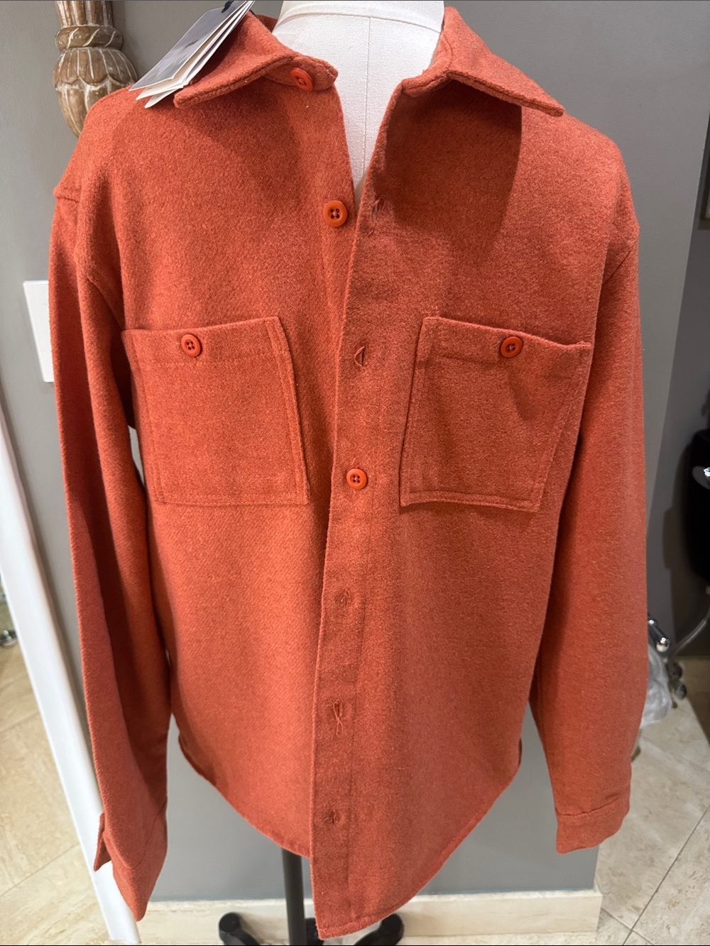 Onia Rust Orange Heavy-Weight Overshirt